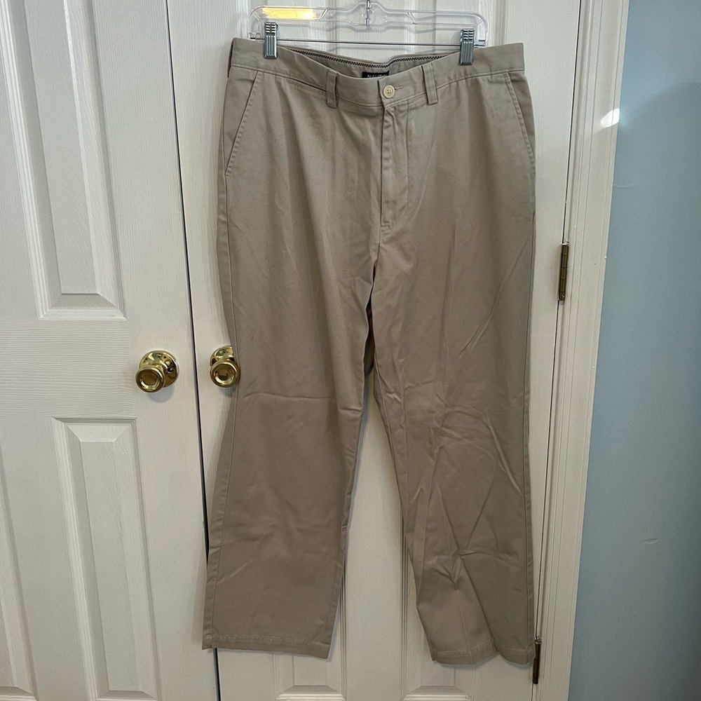 Nautica Men's 36x30 Tan‎ Cotton Clipper Straight Leg Khaki Pants
